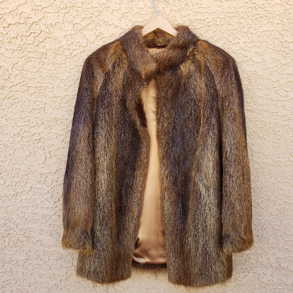 VINTAGE Fox Fur Coat Lined size 42/L - Picture 1 of 10